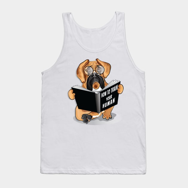 boxer dog reading a book Tank Top by ArticArtac